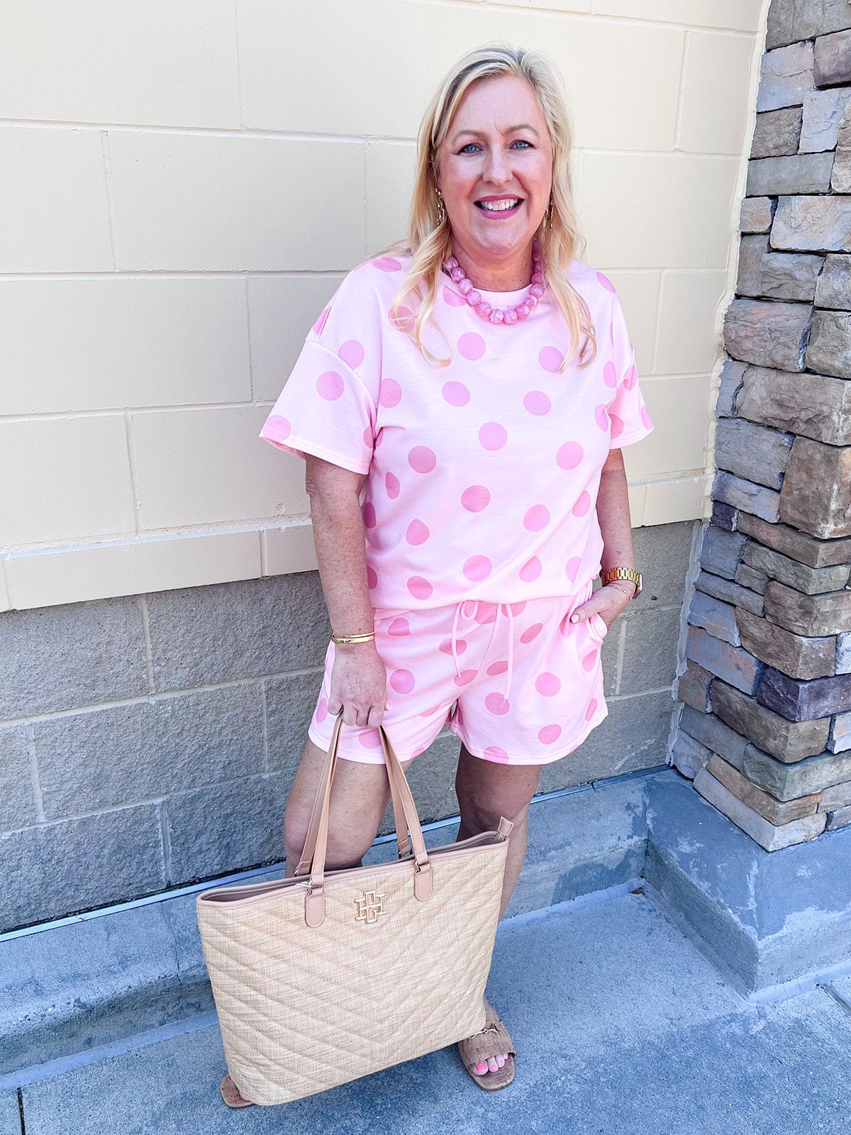Pretty in Pink Polka Dot Lounge Set - The Pink Pineapple 850