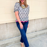 Pretty in Porcelain Printed Top - The Pink Pineapple 850