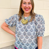 Pretty in Porcelain Printed Top - The Pink Pineapple 850