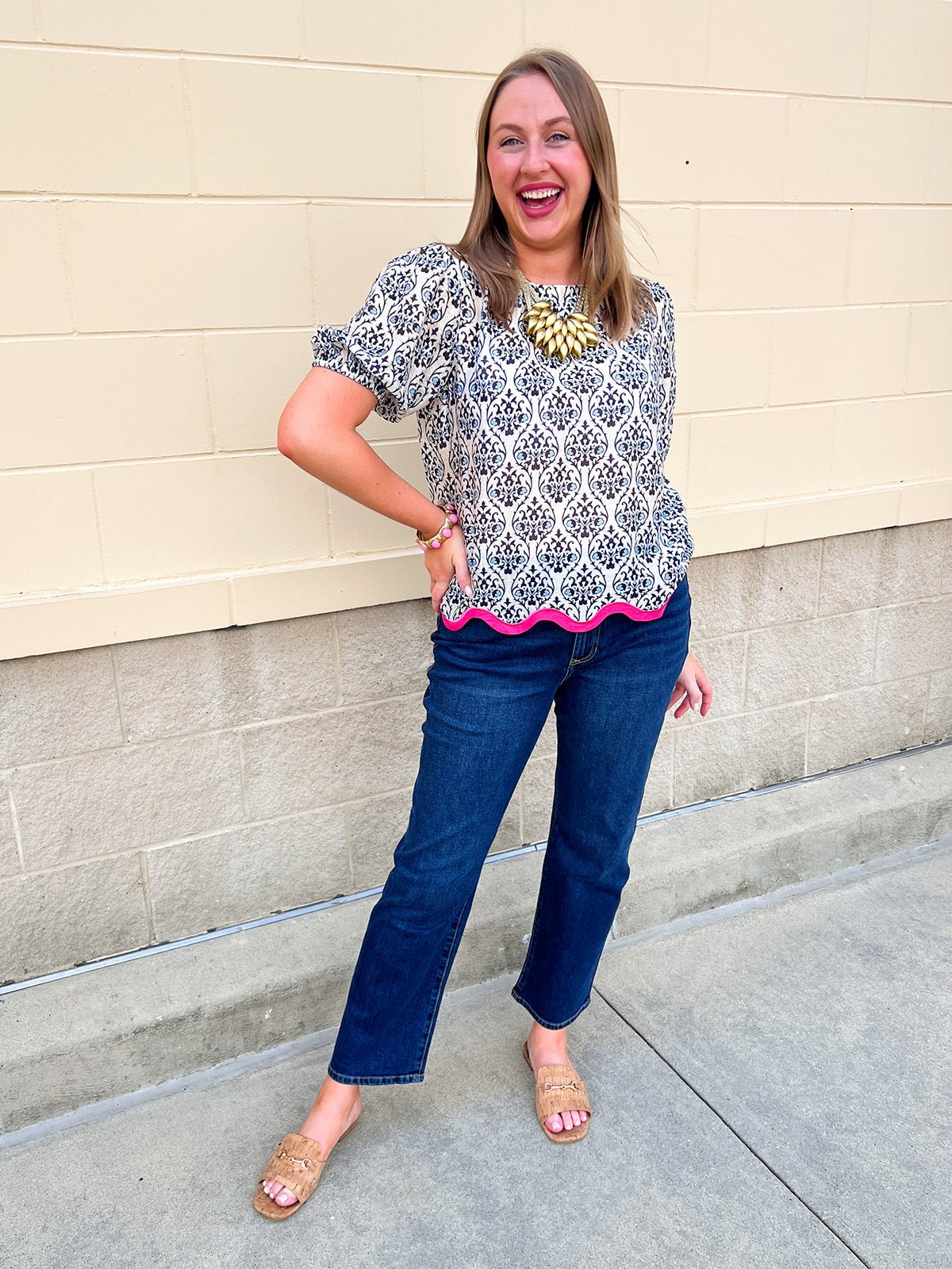 Pretty in Porcelain Printed Top - The Pink Pineapple 850