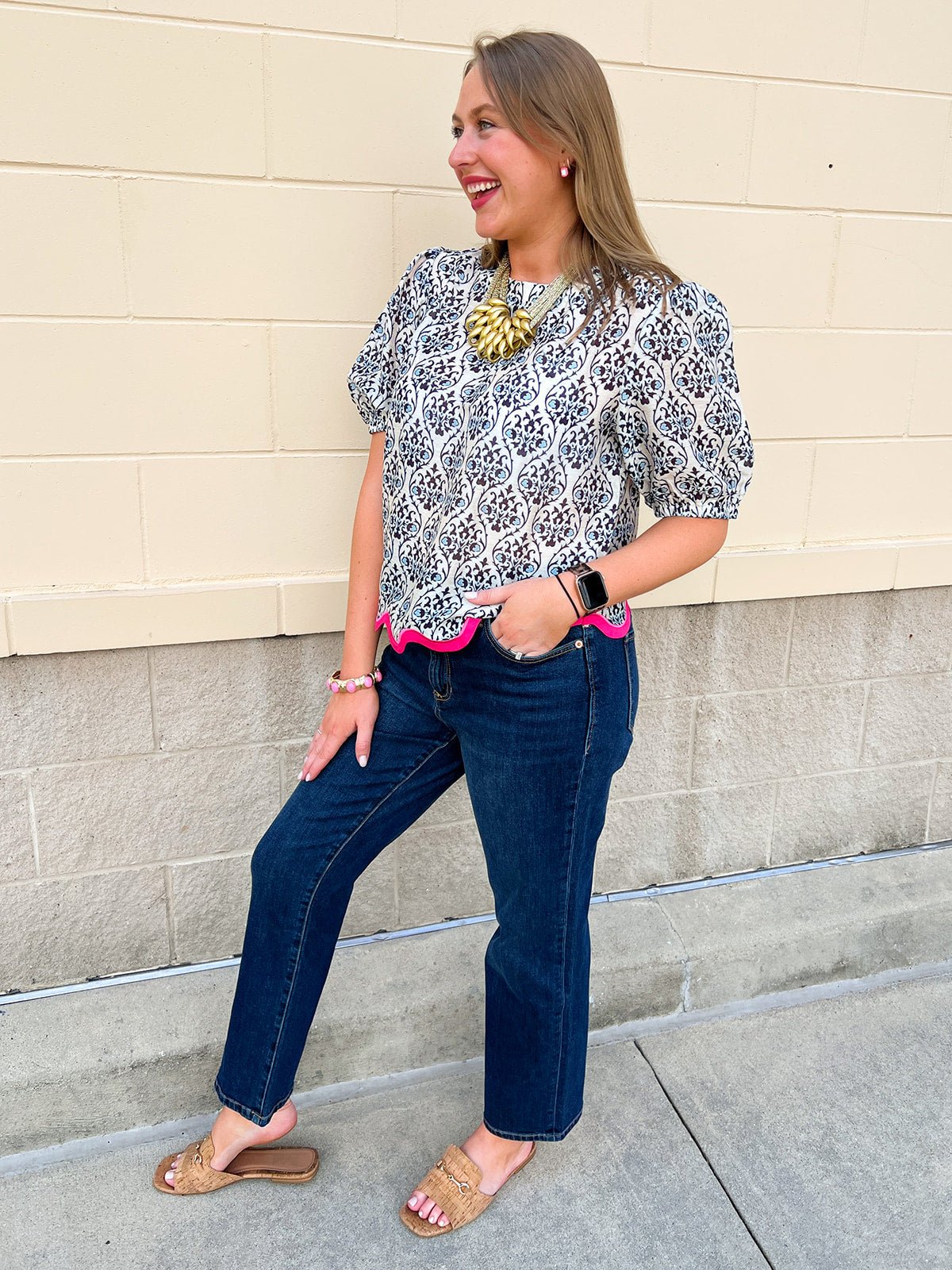 Pretty in Porcelain Printed Top - The Pink Pineapple 850