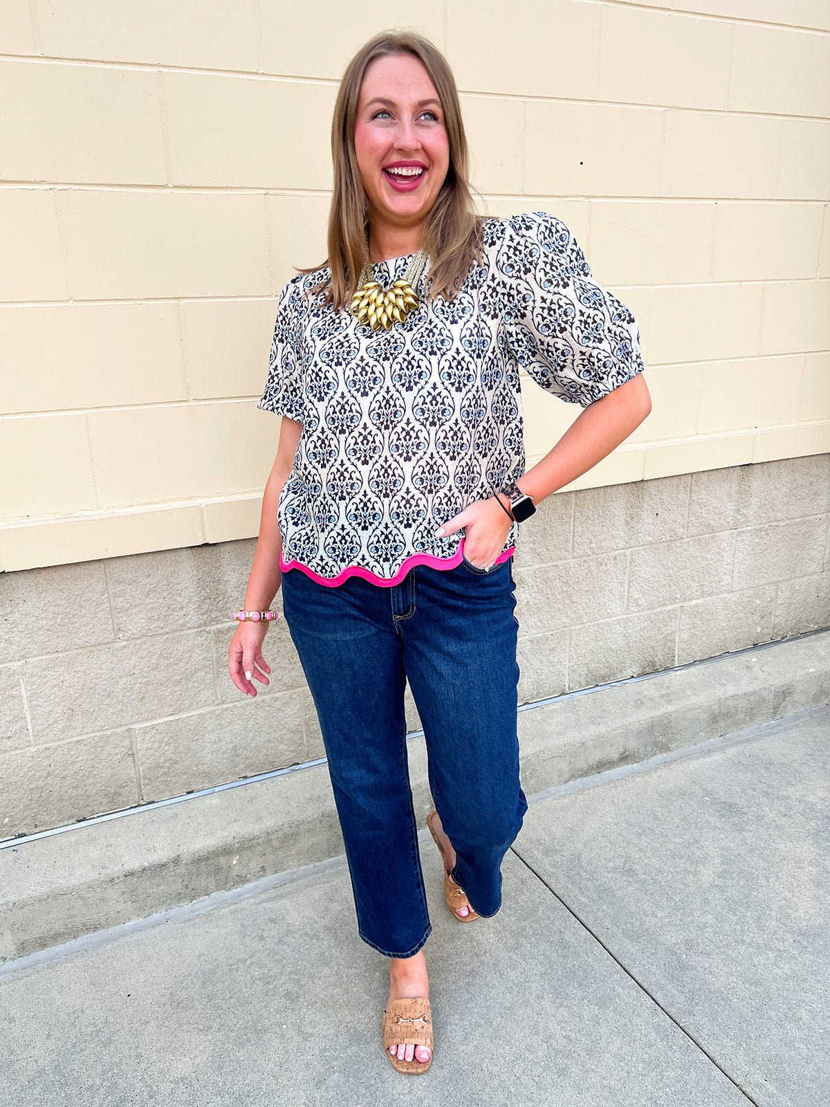 Pretty in Porcelain Printed Top - The Pink Pineapple 850