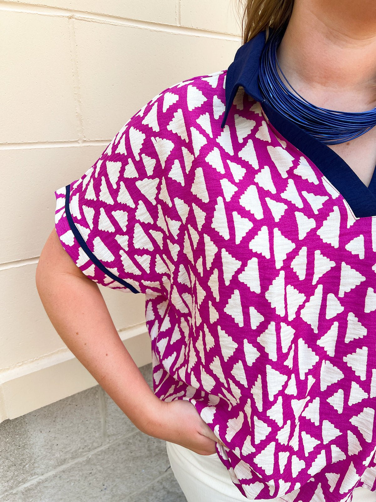 Pretty in Print Collared Blouse - The Pink Pineapple 850