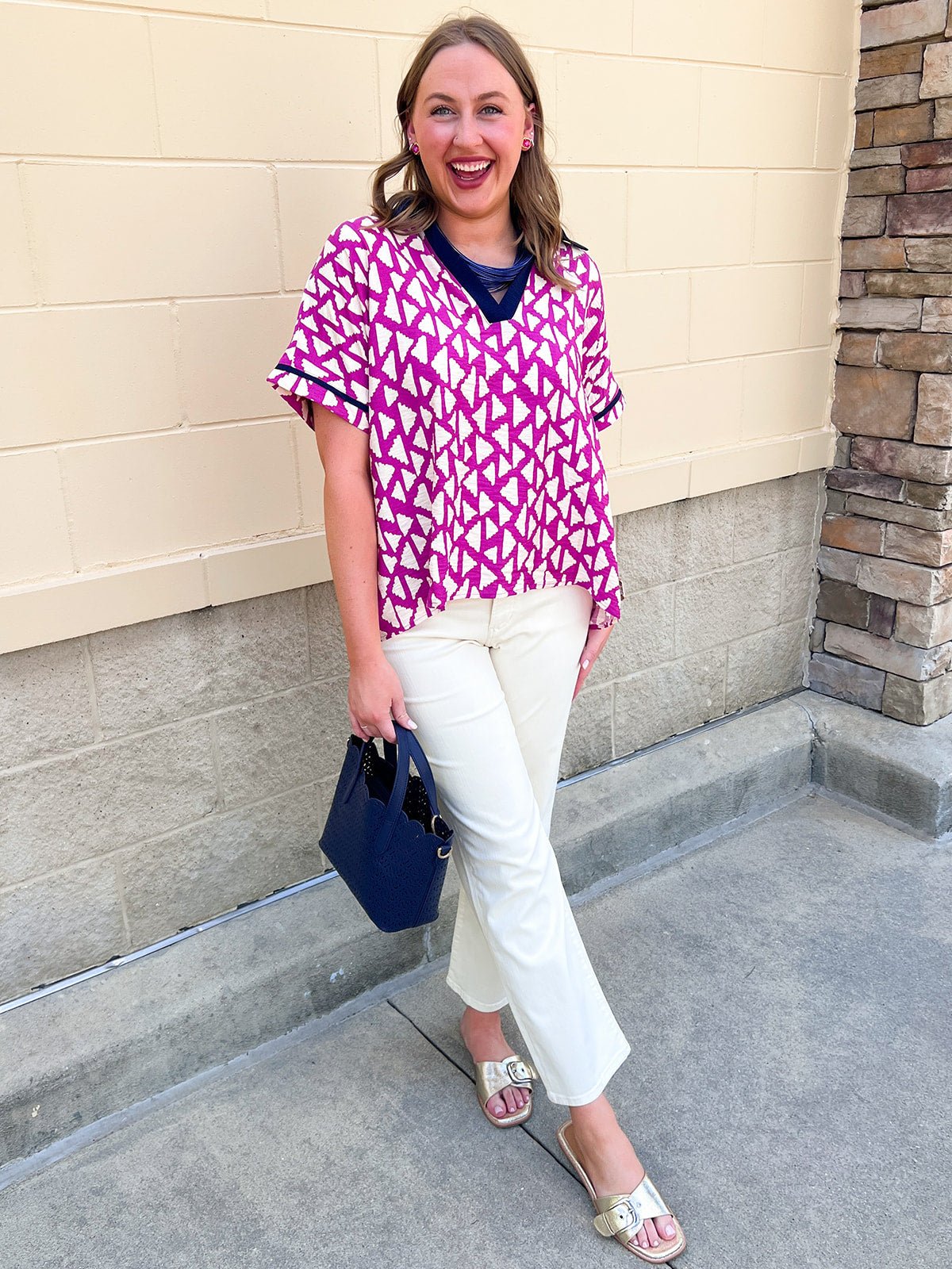 Pretty in Print Collared Blouse - The Pink Pineapple 850