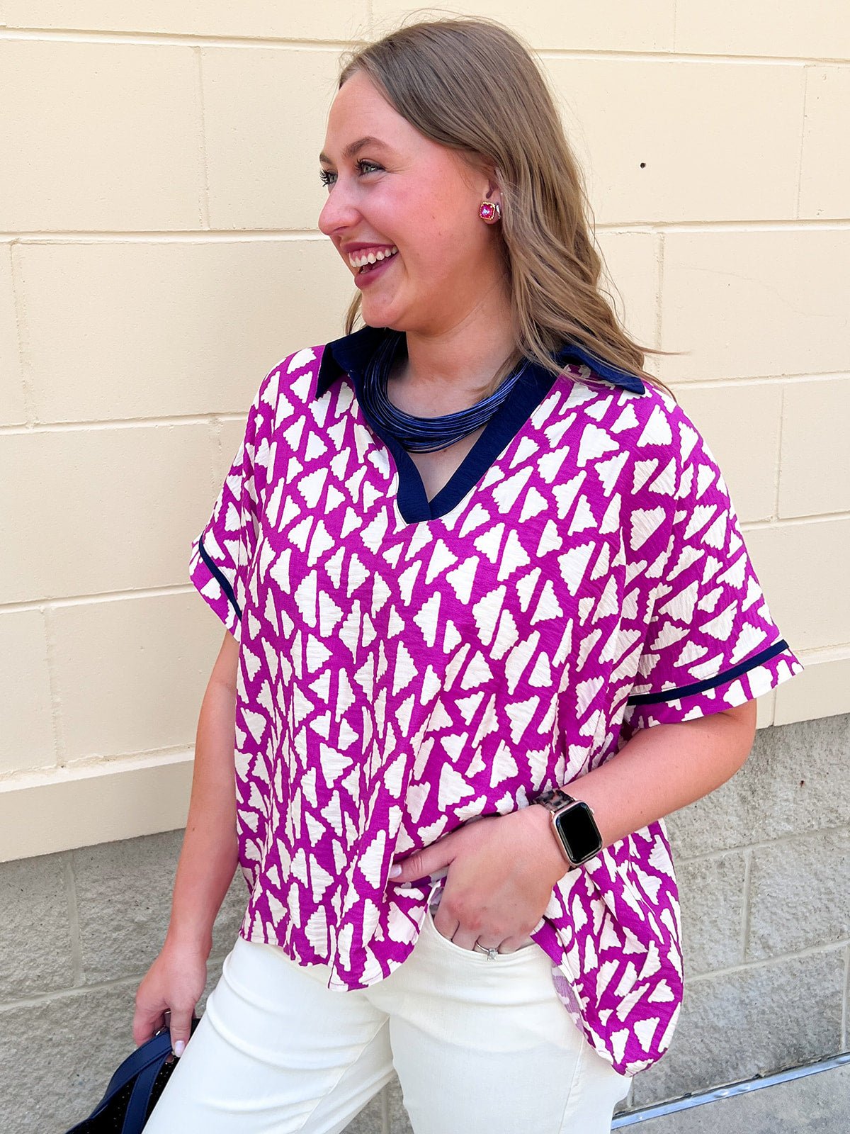 Pretty in Print Collared Blouse - The Pink Pineapple 850