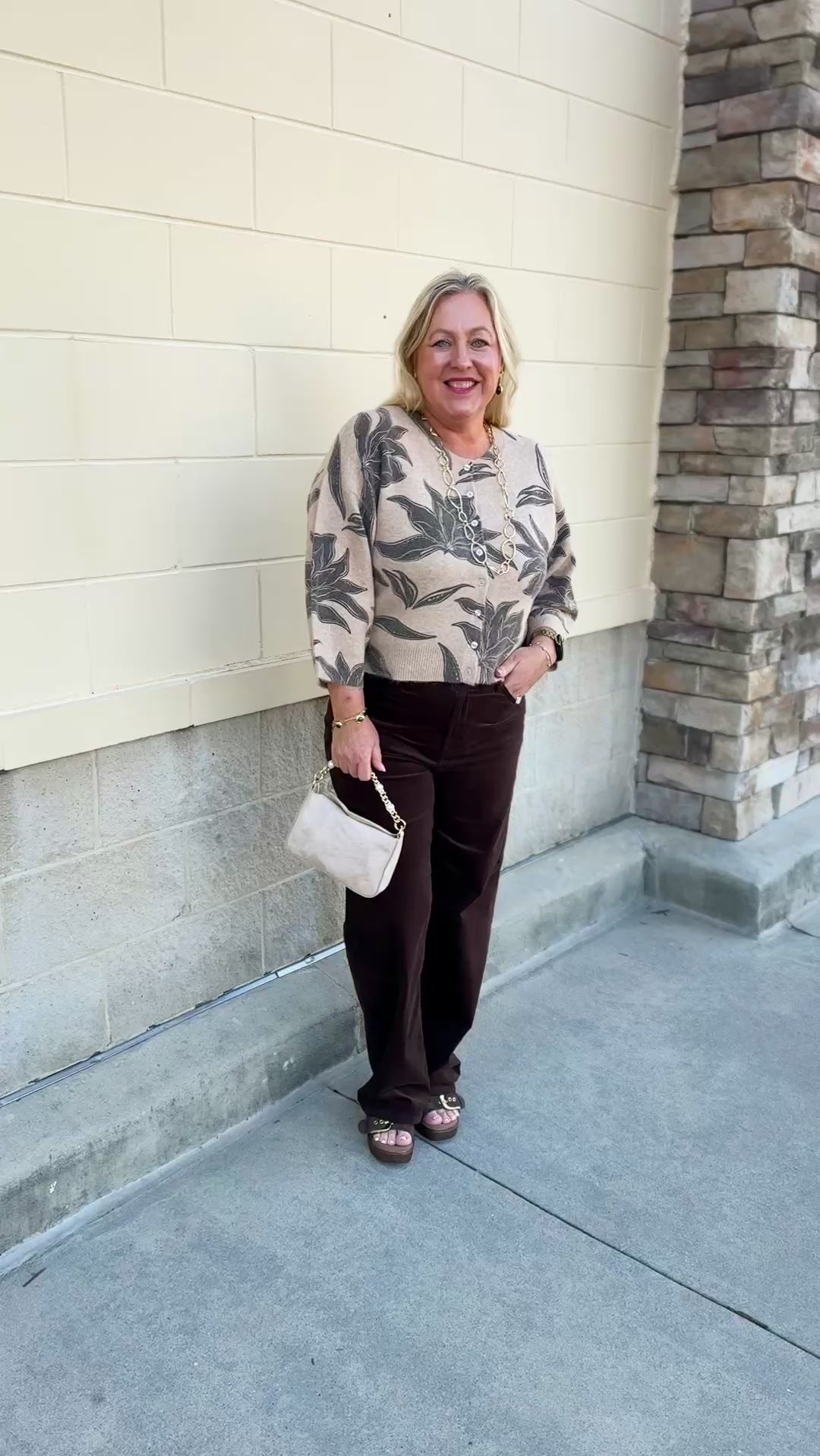 Z Supply Valor floral cardigan in soft ecru with oversized floral print