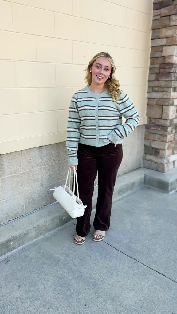 Z Supply Medina Stripe Cardigan in Aqua Cloud with striped knit design