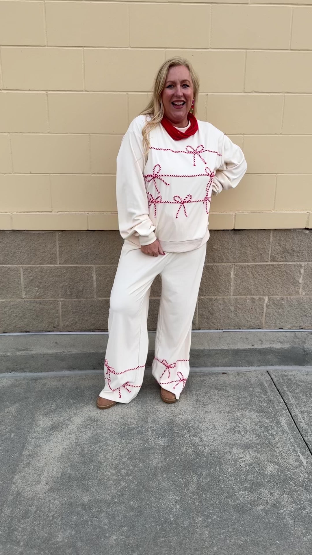 Candy Cane Cozy Lounge Set in Cream