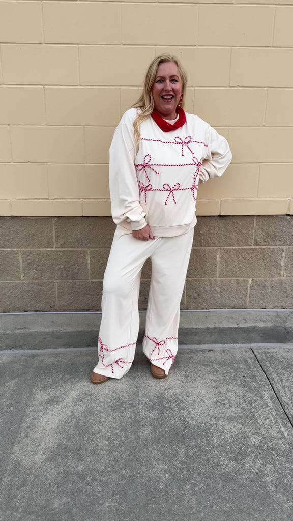 Candy Cane Cozy Lounge Set in Cream