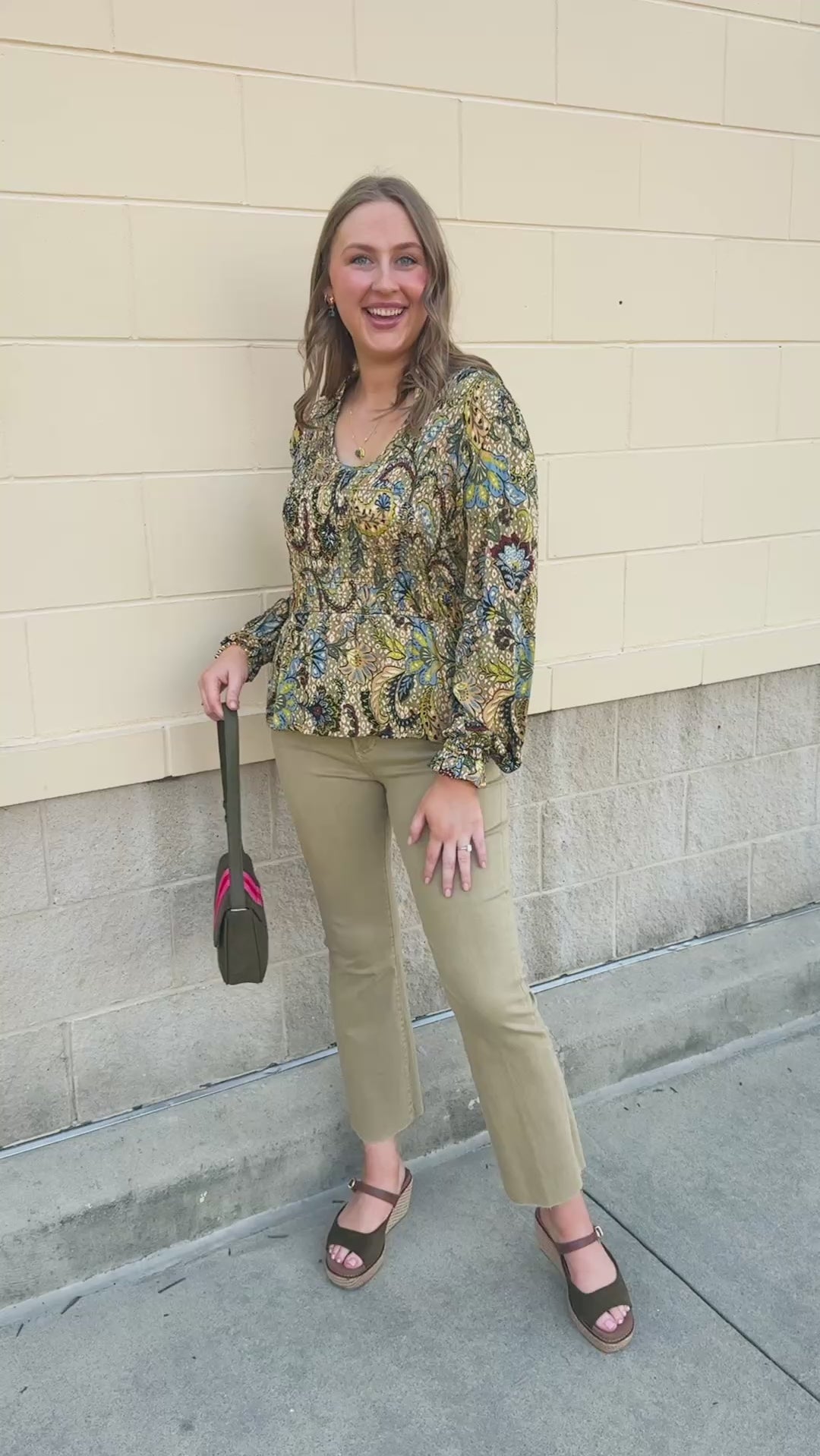 [TRIBAL] Paisley Ruffle Blouse in Aloe- The Pink Pineapple 850