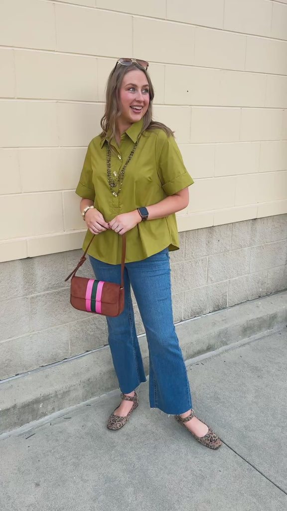 Charmed in Chartreuse Blouse- The Pink Pineapple 850
