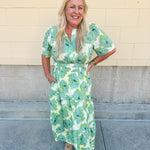 Midi-length dress with half sleeves, pintuck details, and a flattering elastic waist, designed in a lightweight fabric for summer styling
