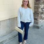 Z Supply Medina Cozy Cardigan in Feather Grey featuring a relaxed fit, crew neckline, and button-front design.