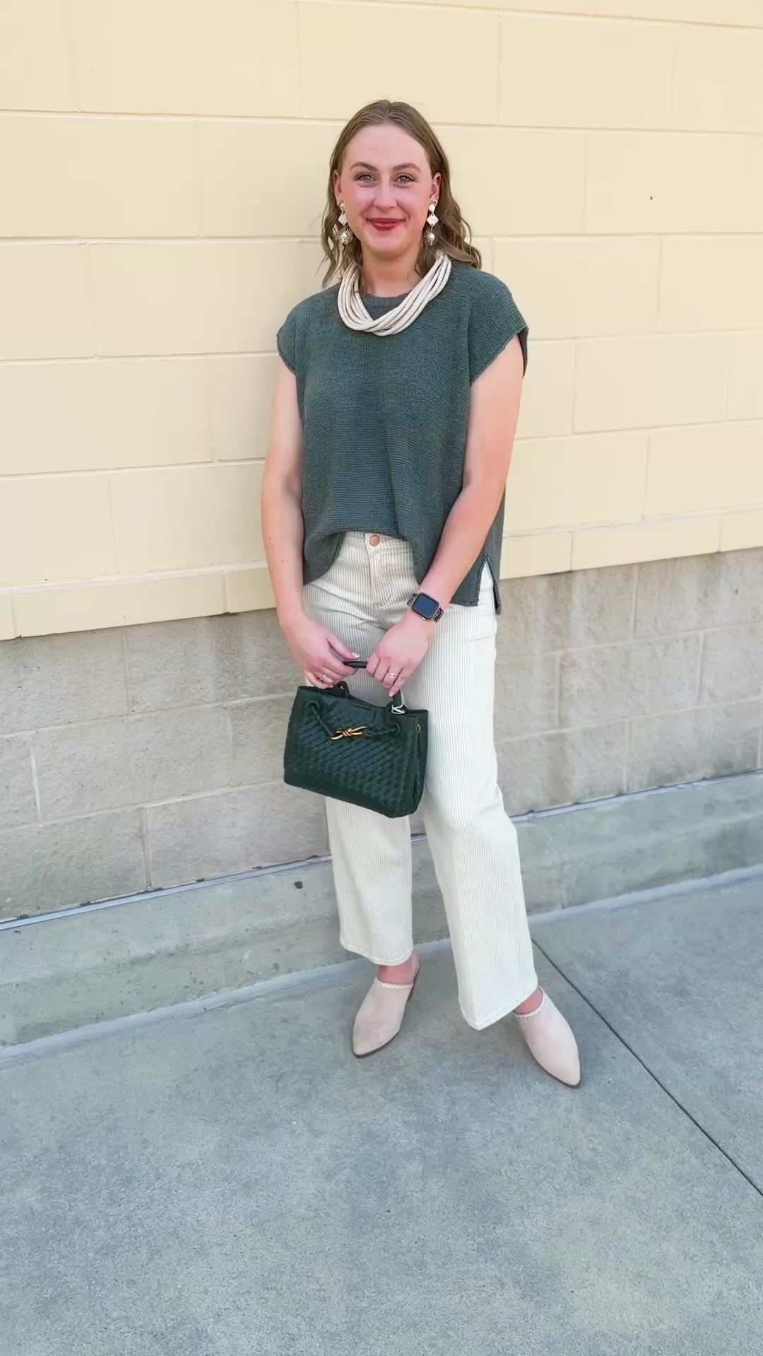 Sand stripe straight-leg pants with a relaxed tailored fit