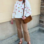 [Mary Square] Millie white sweatshirt with pink and gold bows and pumpkin patches