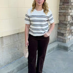 [Z Supply] Gatewood Stripe Sweater Tee in Light Oatmeal Heather