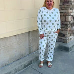 [Mary Square] Moonlit Grace Sophie Jogger Set in cream with green floral bundles