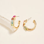 Prism Spark Rhinestone Hoop Earrings - The Pink Pineapple 850