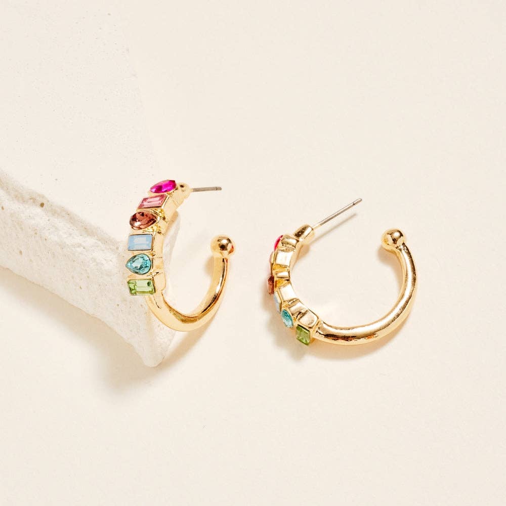 Prism Spark Rhinestone Hoop Earrings - The Pink Pineapple 850