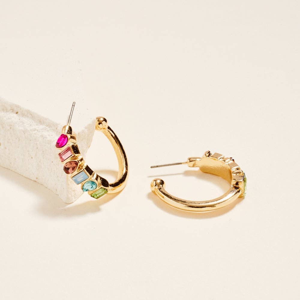 Prism Spark Rhinestone Hoop Earrings - The Pink Pineapple 850