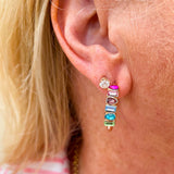 Prism Spark Rhinestone Hoop Earrings - The Pink Pineapple 850