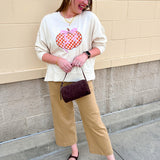 Pumpkin Bow Gingham Crewneck - The Pink Pineapple 850