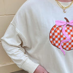 Pumpkin Bow Gingham Crewneck - The Pink Pineapple 850
