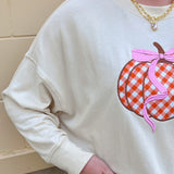 Pumpkin Bow Gingham Crewneck - The Pink Pineapple 850