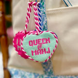 Queen Of Mahjong Needlepoint Bag Charm – Mint Green - The Pink Pineapple 850