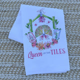 Queen Of The Tiles Mahjong Crest Bamboo Kitchen Towel - The Pink Pineapple 850