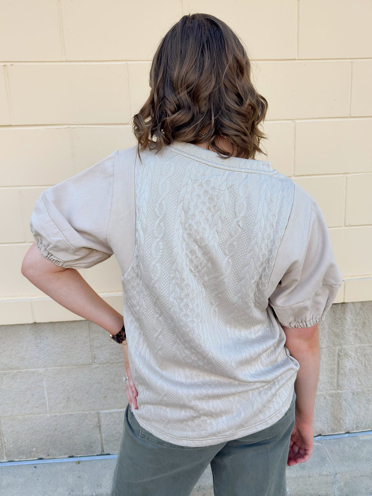 Quilted Edge Puff Sleeve Top - The Pink Pineapple 850