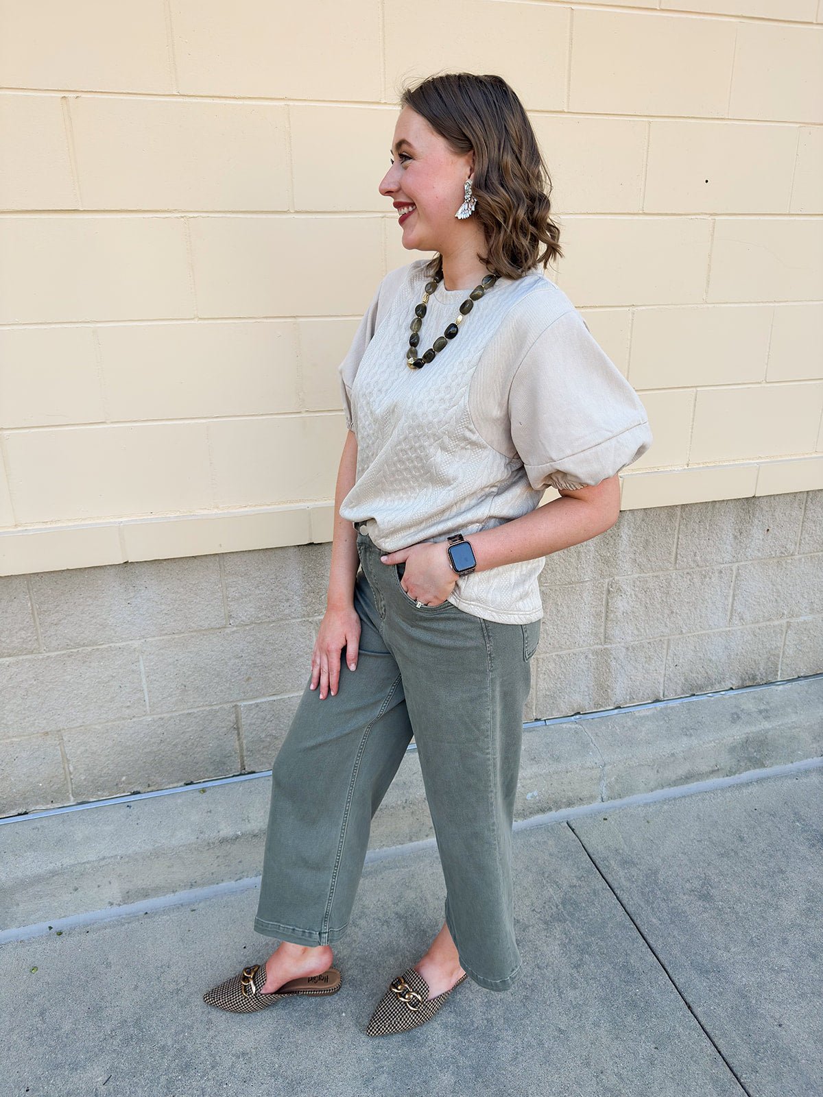 Quilted Edge Puff Sleeve Top - The Pink Pineapple 850