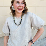 Quilted Edge Puff Sleeve Top - The Pink Pineapple 850