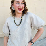 Quilted Edge Puff Sleeve Top - The Pink Pineapple 850