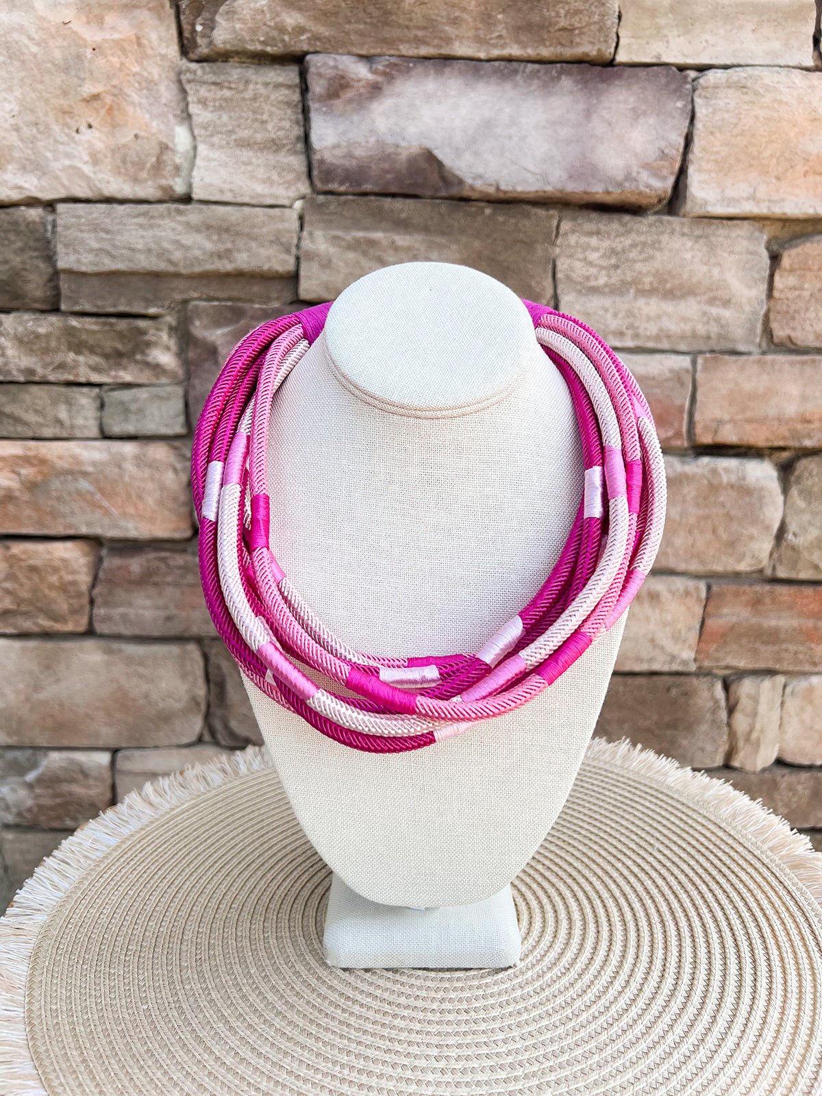Rachel Rope Necklace in Colorblock Pink - The Pink Pineapple 850