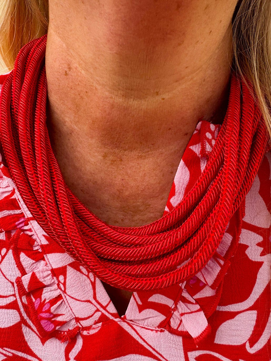Rachel Rope Statement Necklace in Red - The Pink Pineapple 850