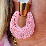 Raffia Drop Earrings in Pink - The Pink Pineapple 850