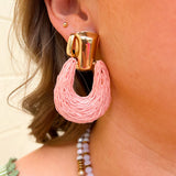 Raffia Drop Earrings in Pink - The Pink Pineapple 850