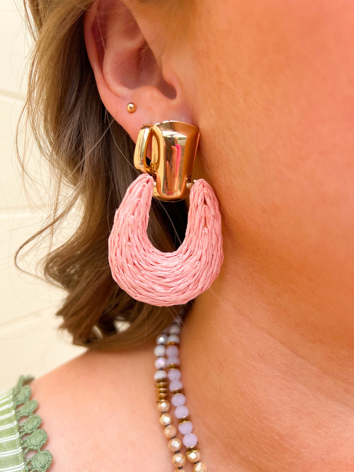 Raffia Drop Earrings in Pink - The Pink Pineapple 850