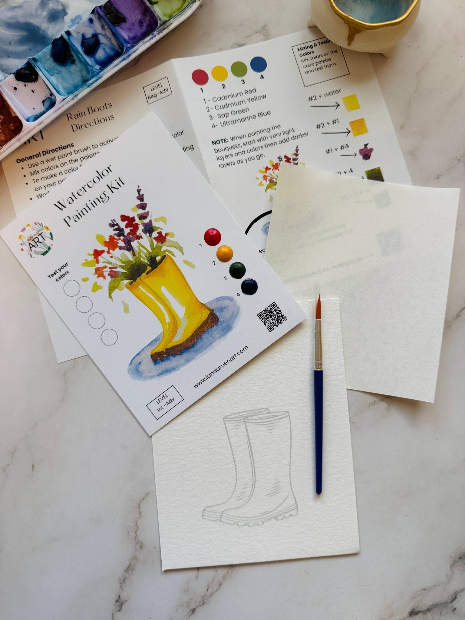Rainboot Flower Bouquet Watercolor Kit - The Pink Pineapple 850