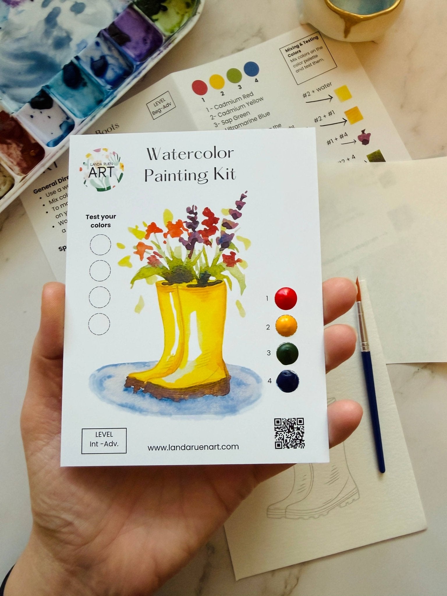 Rainboot Flower Bouquet Watercolor Kit - The Pink Pineapple 850