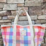 Rainbow Plaid Canvas Tote - The Pink Pineapple 850