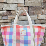 Rainbow Plaid Canvas Tote - The Pink Pineapple 850
