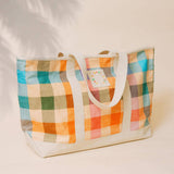 Rainbow Plaid Canvas Tote - The Pink Pineapple 850