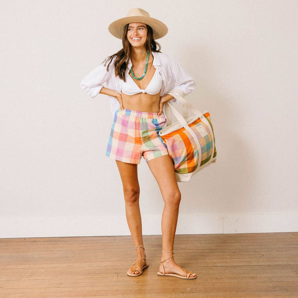 Rainbow Plaid Canvas Tote - The Pink Pineapple 850