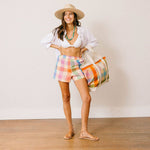 Rainbow Plaid Canvas Tote - The Pink Pineapple 850