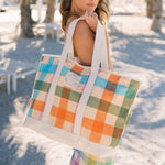 Rainbow Plaid Canvas Tote - The Pink Pineapple 850