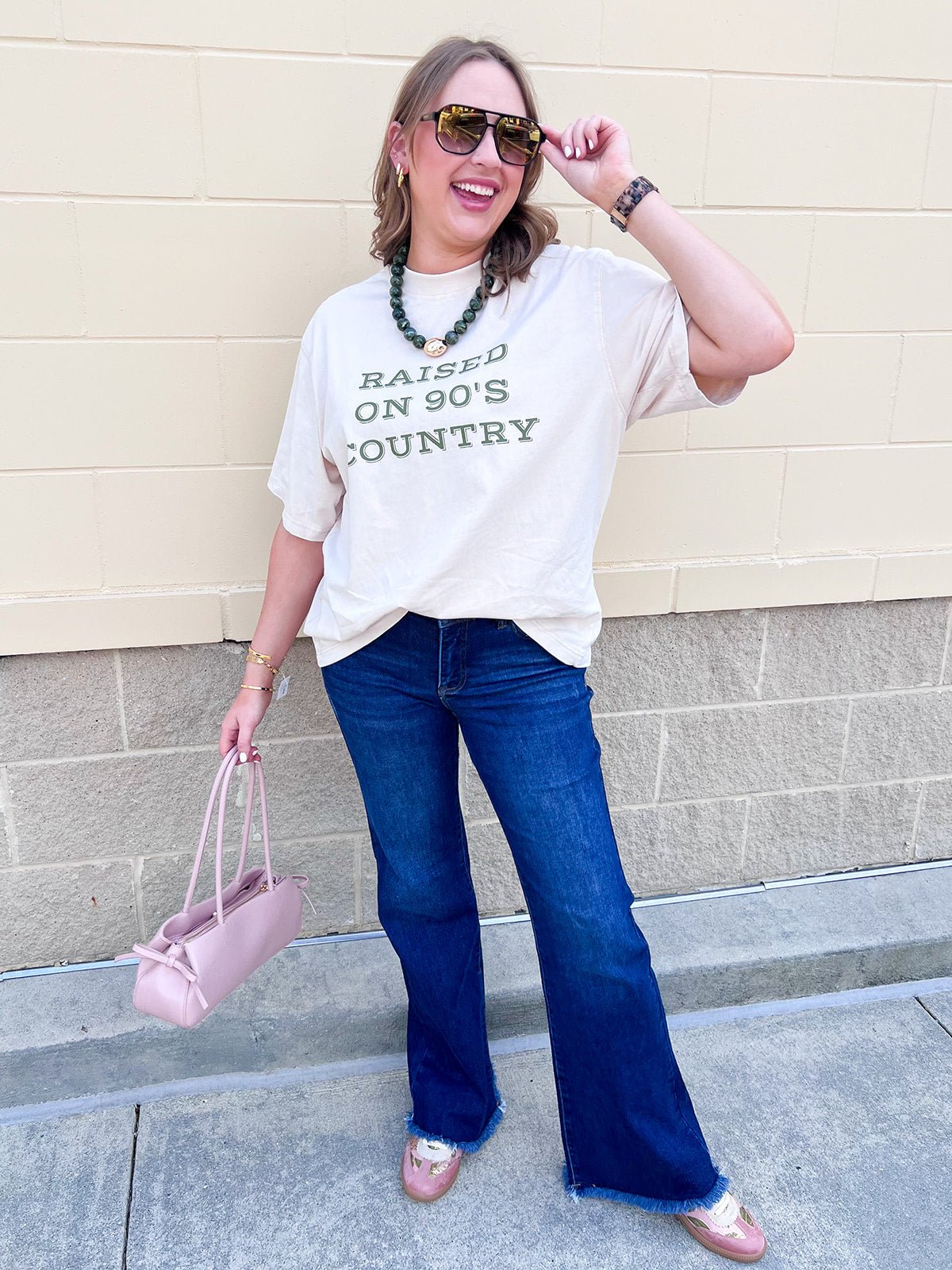 Raised on 90s Country Graphic Top - The Pink Pineapple 850