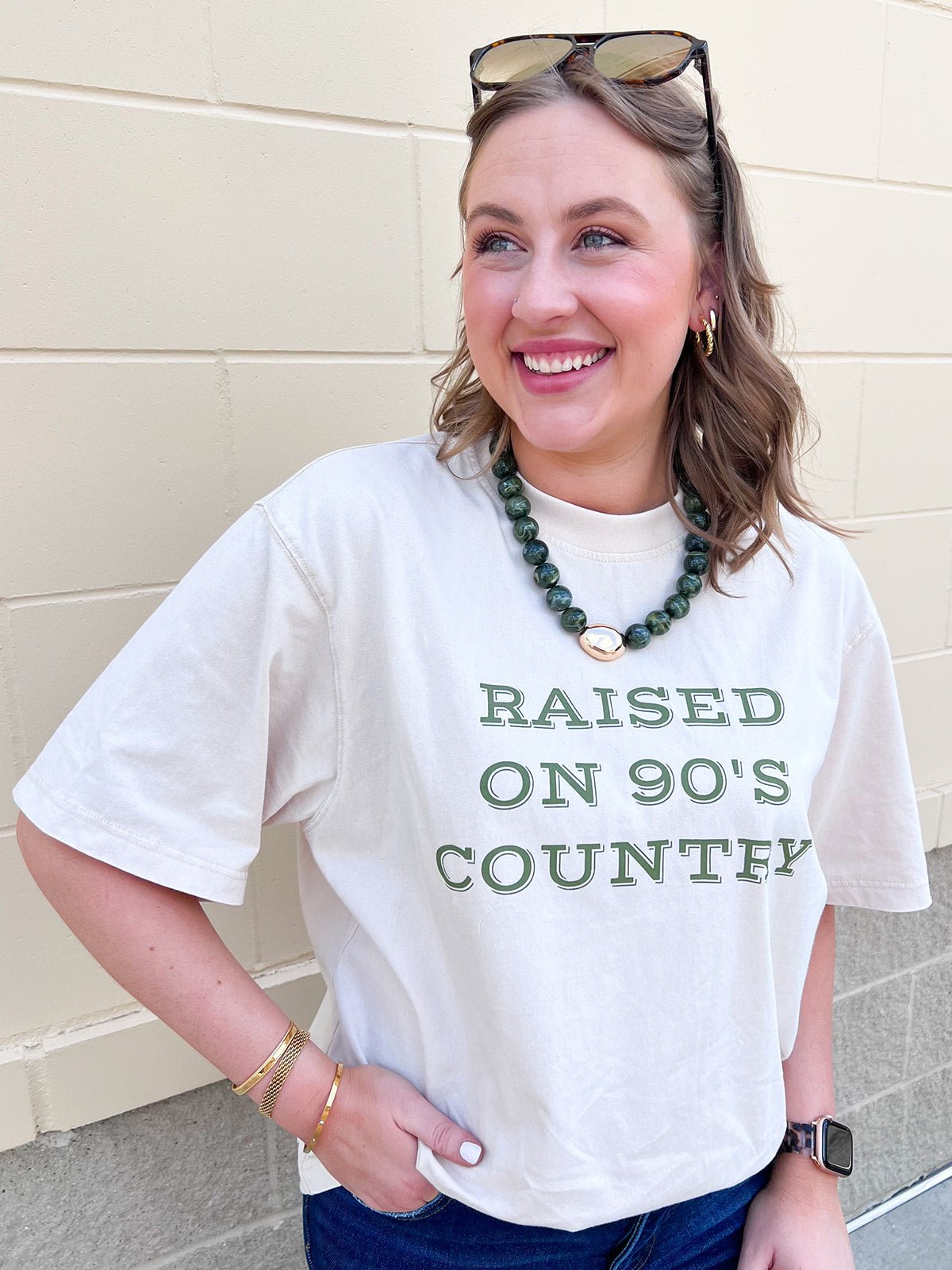 Raised on 90s Country Graphic Top - The Pink Pineapple 850