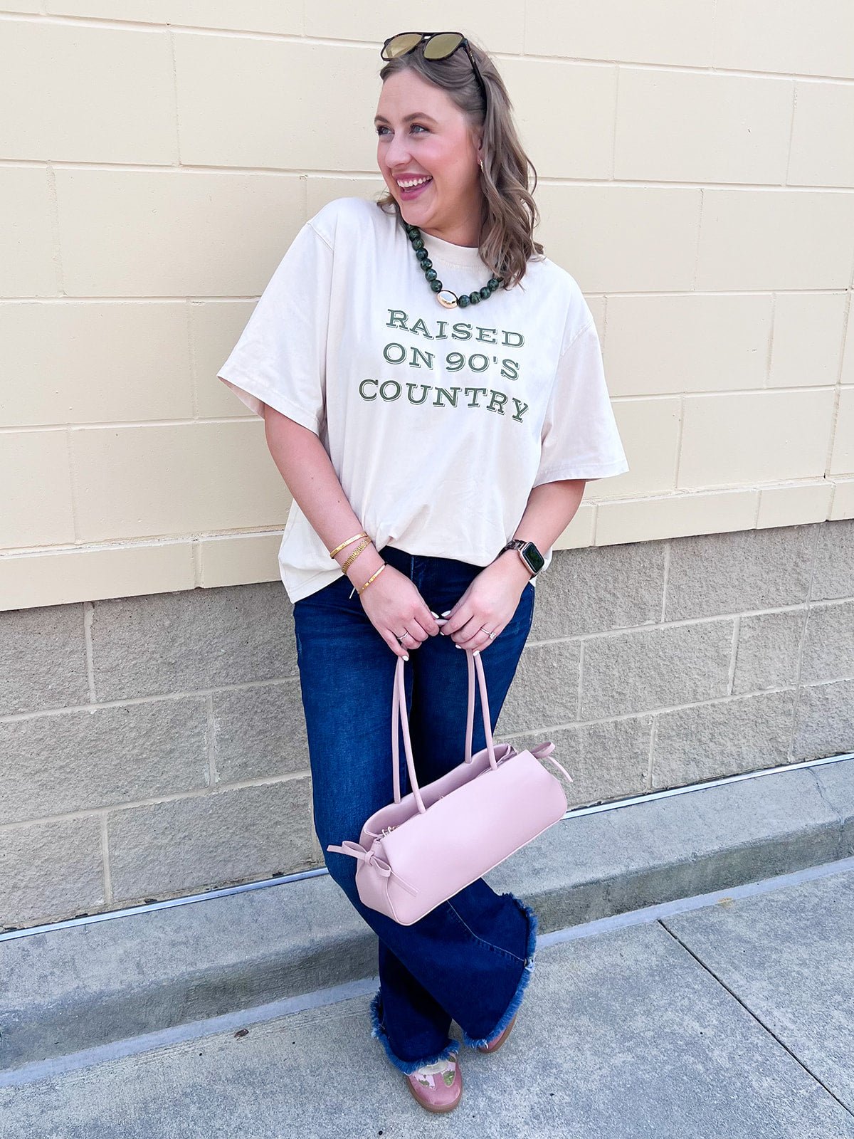 Raised on 90s Country Graphic Top - The Pink Pineapple 850